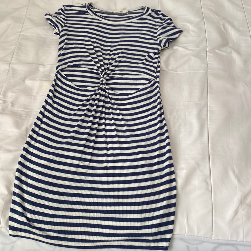 Striped body con mini dress